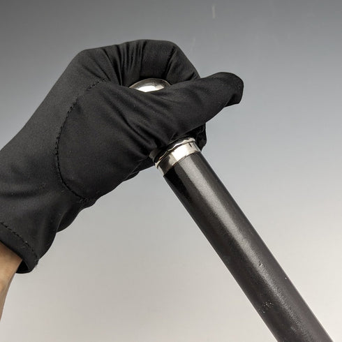 1922年 英国アンティーク 紳士用ステッキ 黒軸 純銀 丸ハンドル 92cm